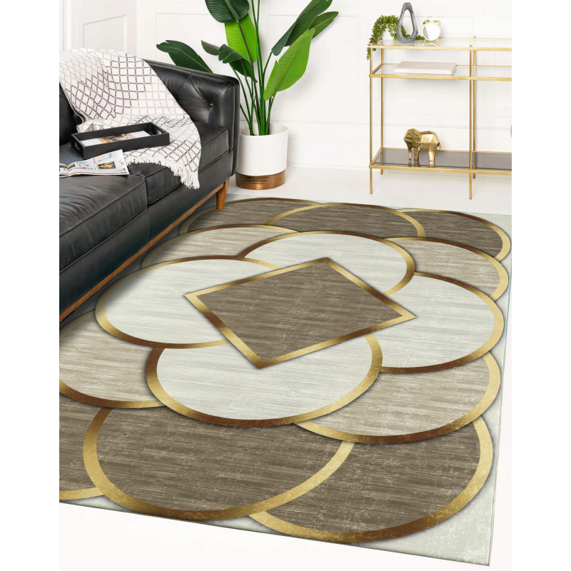 Tapis de salon moderne crème 70 X 180 cm
