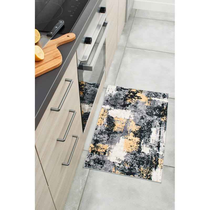 Tapis de salon motif géométrique gris 70 X 180 cm