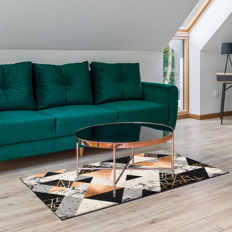Tapis de salon à forme géométrique doré 70 X 180 cm