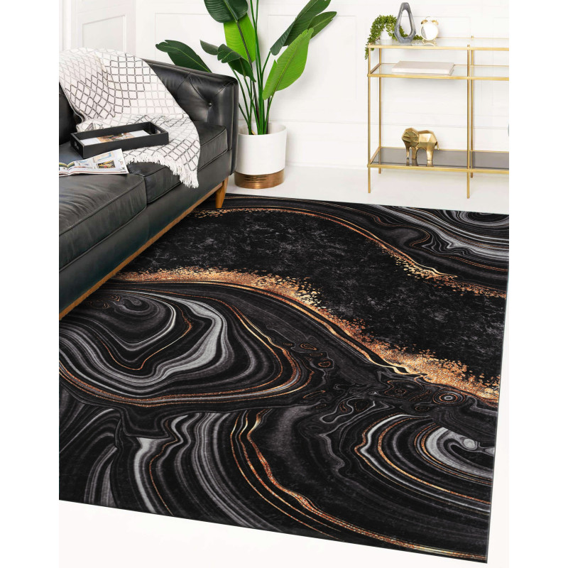 Tapis de salon à motifs noir 70 X 180 cm