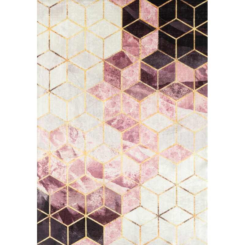 Tapis de salon motif moderne rose 80 X 150 cm