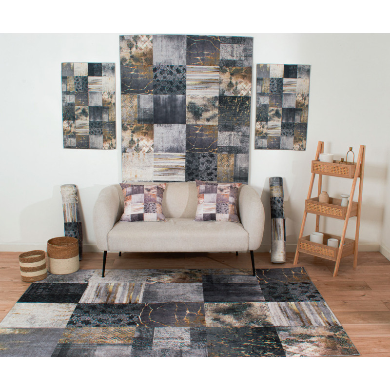 Tapis de salon à motifs gris 120 X 160 cm