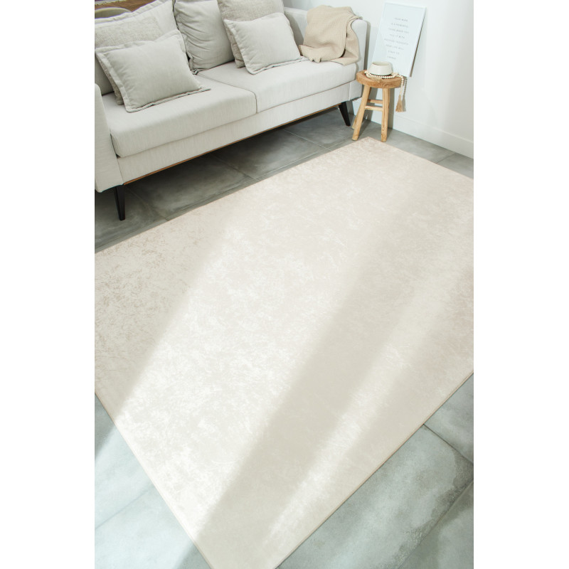 Tapis de salon lavable en machine motif uni beige 160 X 230 cm