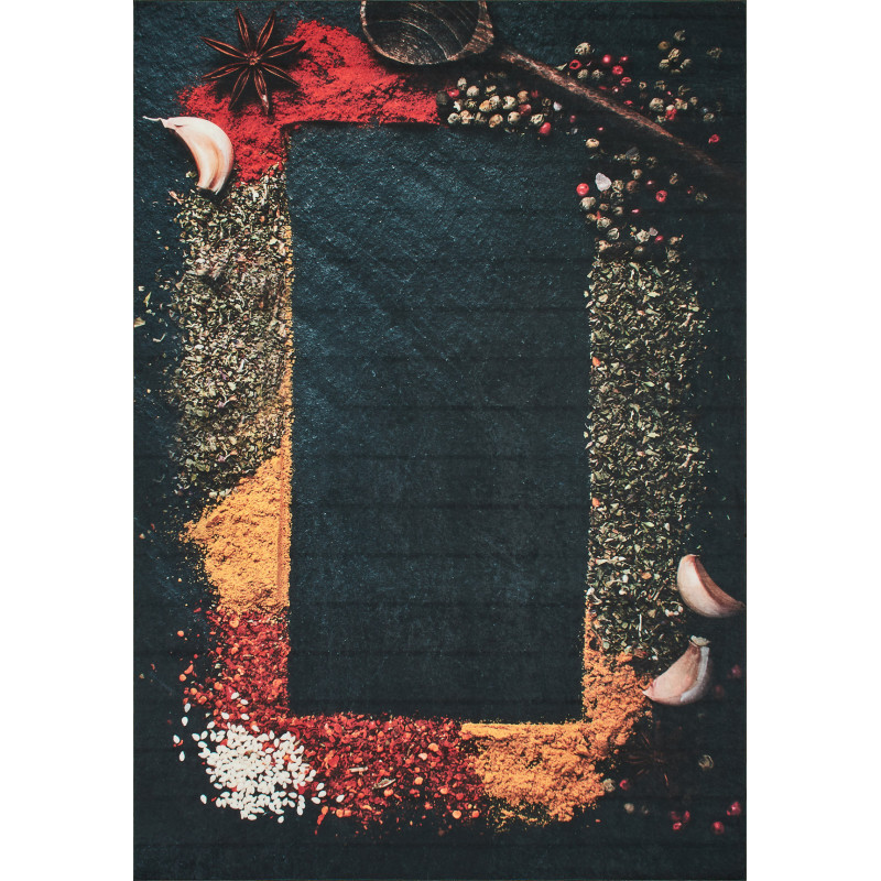 Tapis de cuisine motifs épices noir 80 X 150 cm