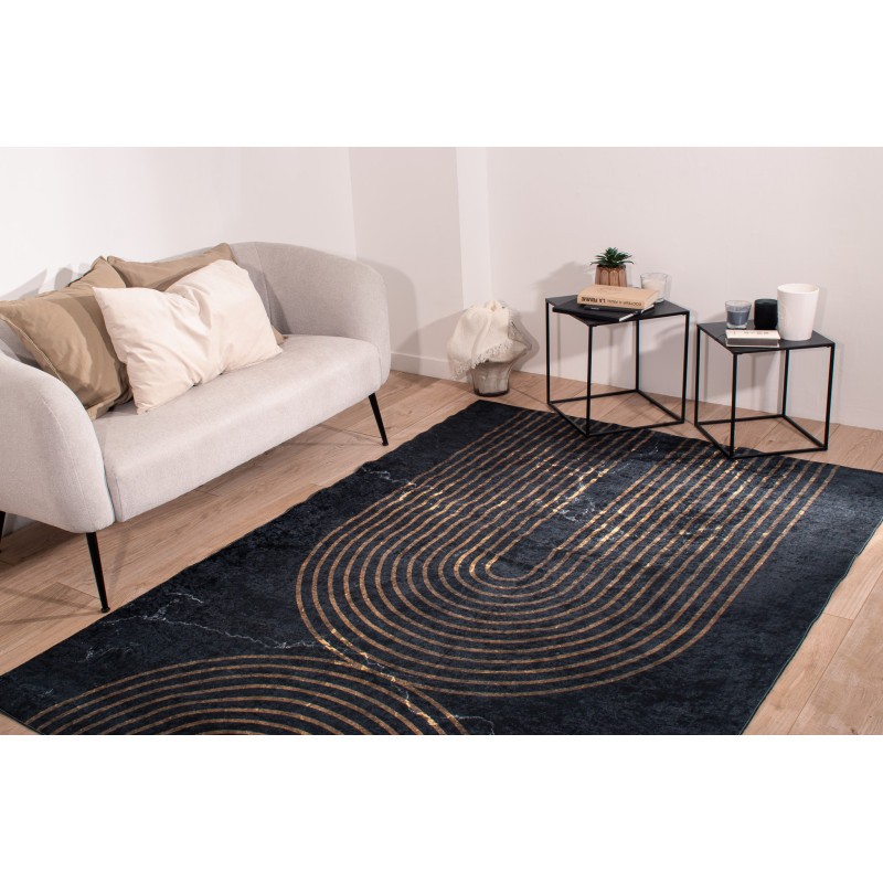 Tapis de salon motif arc doré lavable en machine 120 X 160 cm