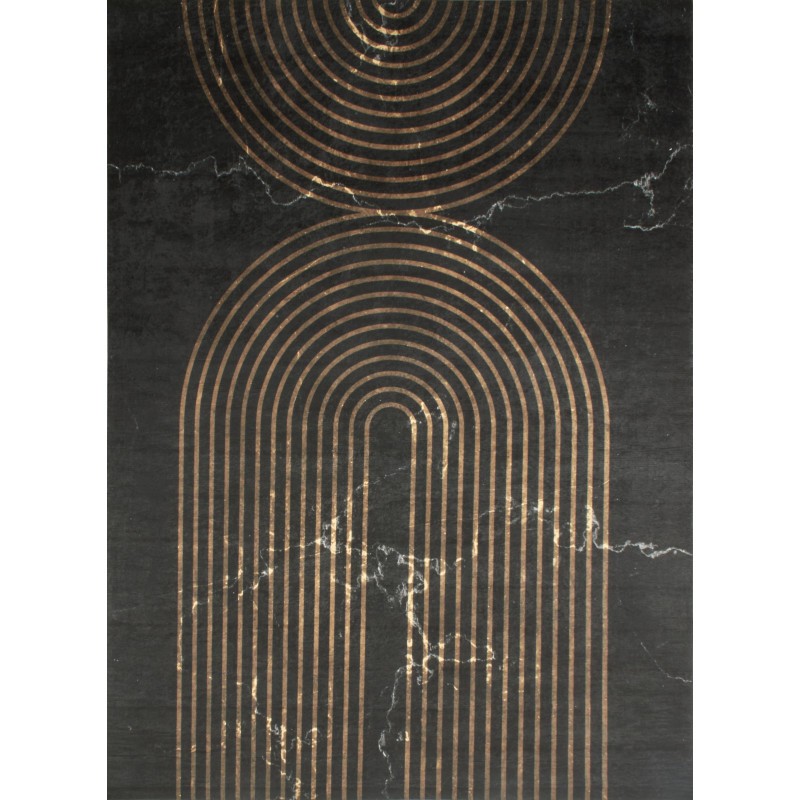 Tapis de salon motif arc doré lavable en machine 160 X 230 cm