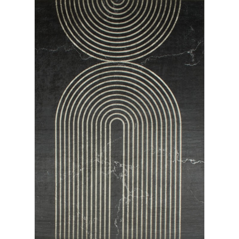 Tapis de salon motif arc noir lavable en machine 120 X 160 cm