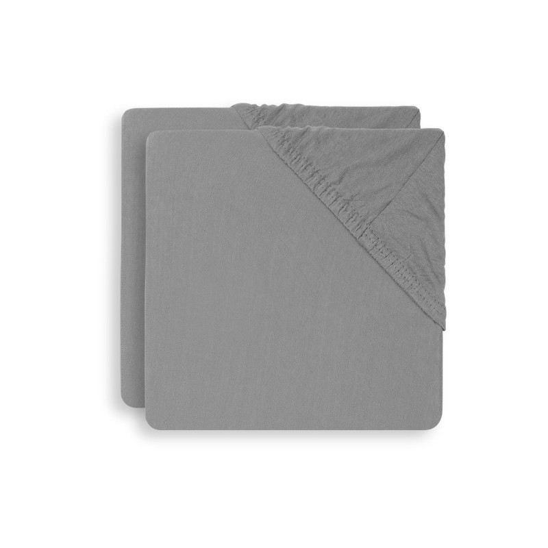 Drap-housse Jersey matelas de parc 75x95cm - Storm Grey- 2 Unités