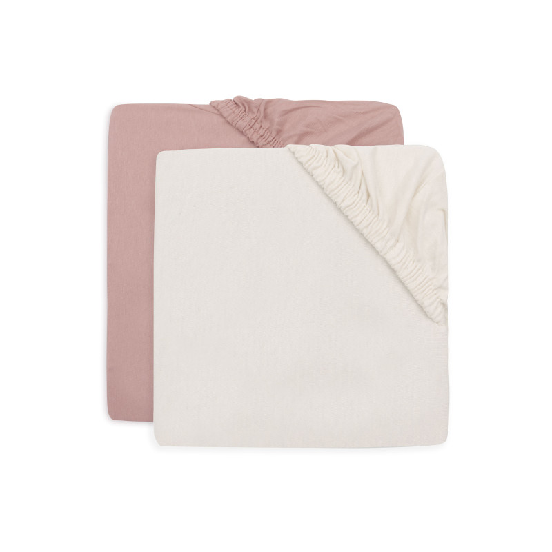 Drap-housse Jersey 60x120cm - Wild Rose/Ivory - 2 Unités