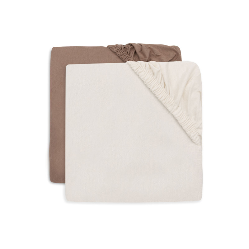 Drap-housse Jersey 70/75x140/150cm - Milky Coffee/Ivory - 2 Unités