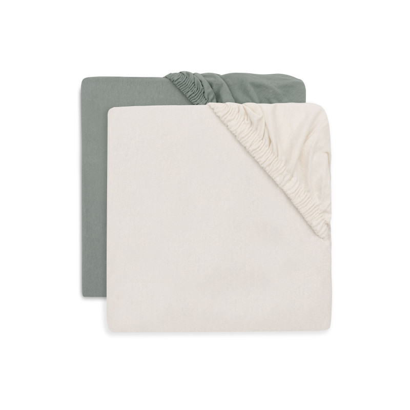 Drap-housse Jersey 70/75x140/150cm Sea Green/Ivory - 2 Unités