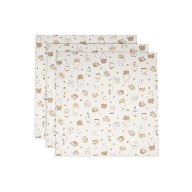 Lange Gaze de Coton Small 70x70cm - Miffy Family Farm - 3 Unités