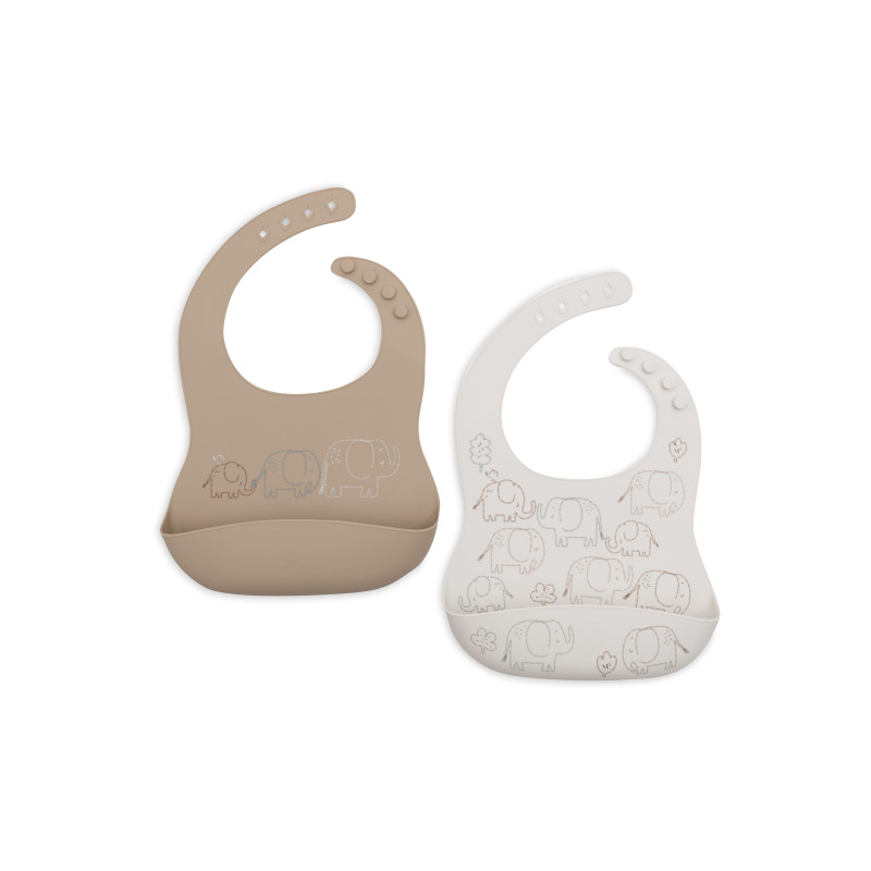 Bavoir Silicone - Elephant Tales - 2 Unités