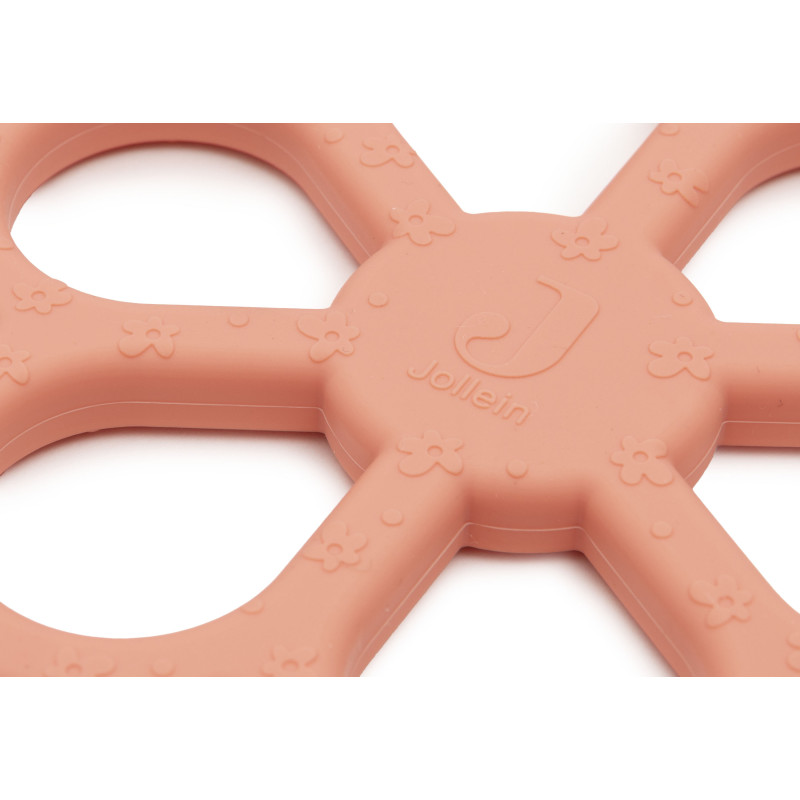Anneau de Dentition en Silicone Flower - Coral Rose